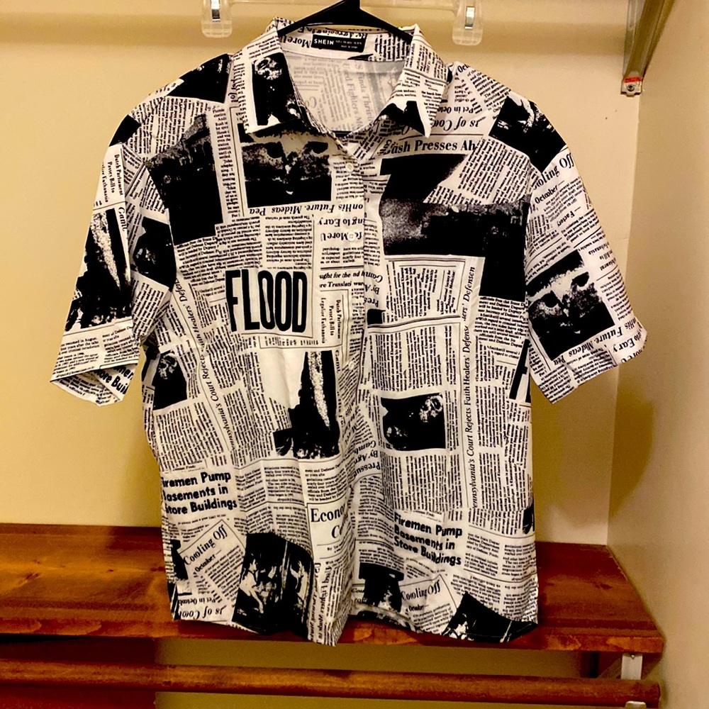 news paper button up